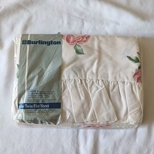 Vintage Burlington Caress II Floral Twin Flat Sheet New